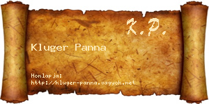 Kluger Panna névjegykártya